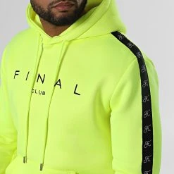Sweat Capuche à Bandes Brodé Jaune Fluo 839 - Final Club 🛒 Grosses Soldes ❤️ -Final Club Soldes final club 295407 FINAL 839 20220308T154919 02