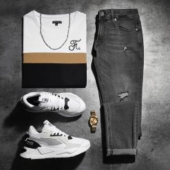 ✔️ Tee Shirt Tricolore avec Broderie 440 - Blanc, Camel, Noir | Final Club -Final Club Soldes final club 296705 FINAL 440 20220302T154336 05