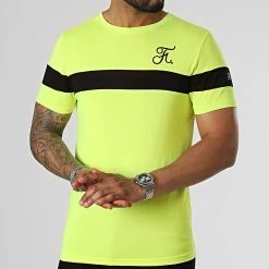Tee Shirt Bicolore Avec Broderie 738 Jaune Fluo - Final Club | Grosses Soldes 💯 -Final Club Soldes final club 297213 FINAL 738 20220614T144320 03