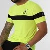 Tee Shirt Bicolore Avec Broderie 738 Jaune Fluo - Final Club | Grosses Soldes 💯