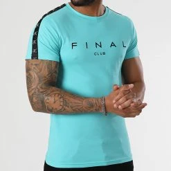 Tee Shirt A Bandes Logo Premium Fit 937 Bleu Pastel | Final Club -Final Club Soldes final club 303493 FINAL 937 20220503T153624 01