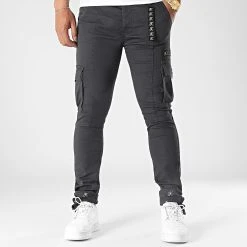 Top 10 Pantalon Cargo Skinny Fit 946 Gris Anthracite - Final Club -Final Club Soldes final club 304438 FAB FINAL 946 20220505T155024 03