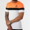 T-shirt Tricolore Brodé 951 Orange Fluo Noir Blanc - Final Club