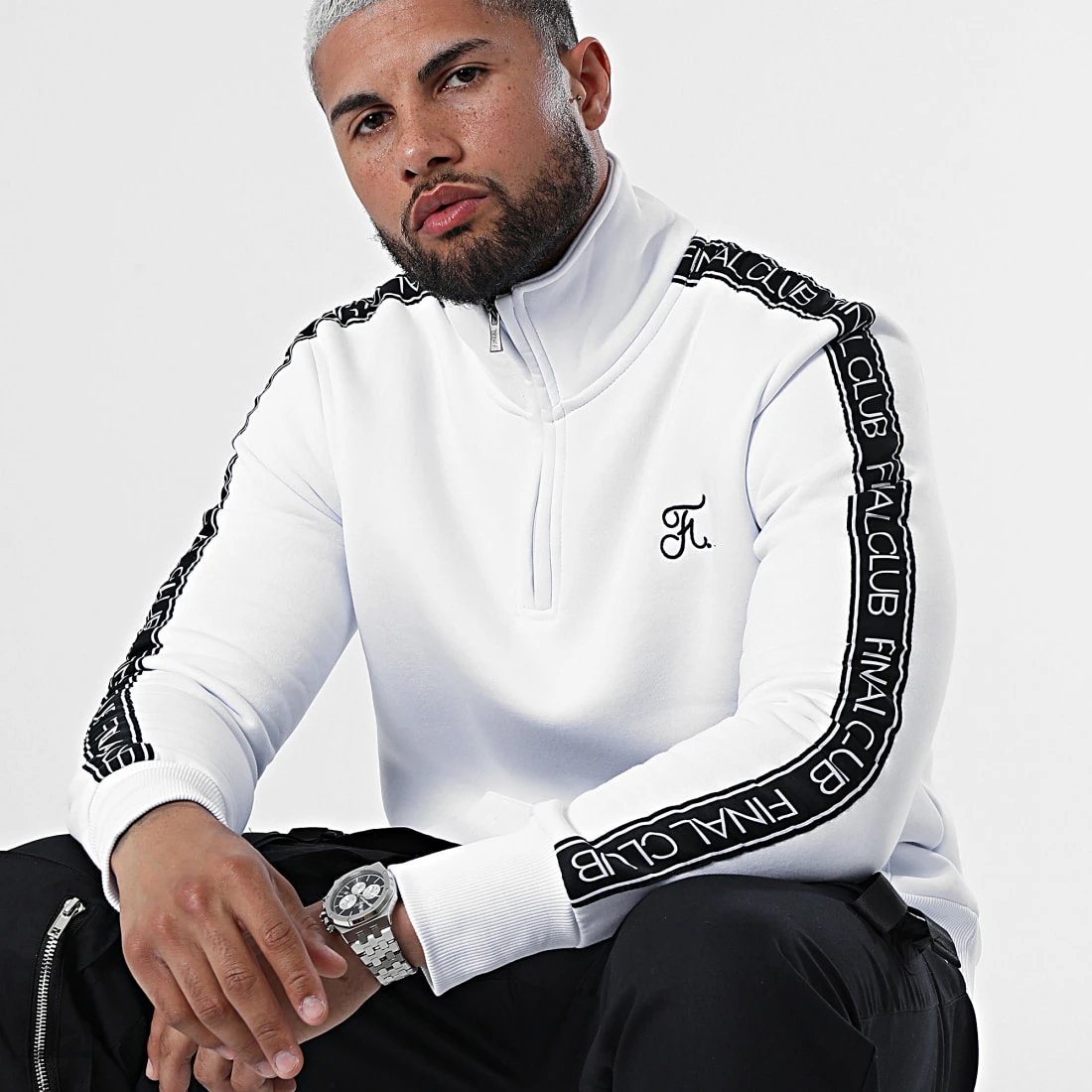 Sweat zippé Premium à bandes 835 Blanc - Final Club | Vente Flash 5 Sweat zippé Premium à bandes 835 Blanc - Final Club | Vente Flash – Image 3