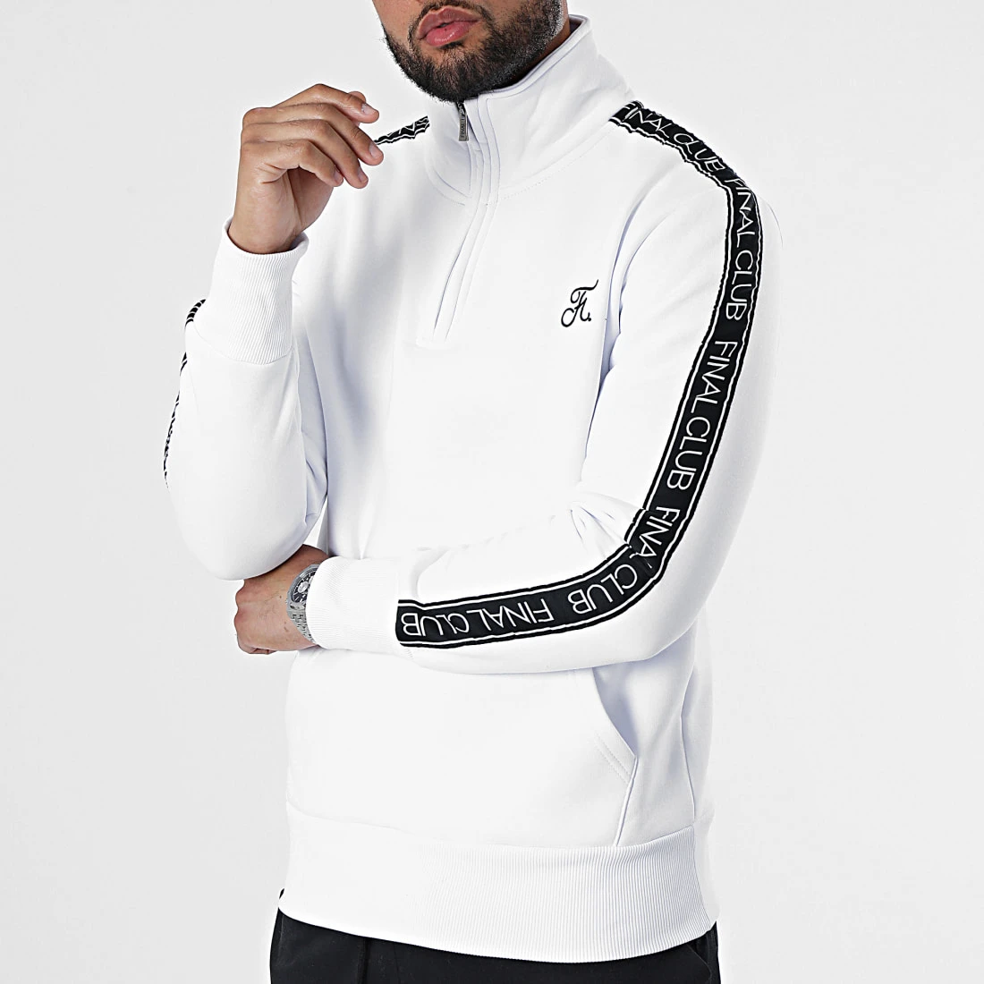 Sweat zippé Premium à bandes 835 Blanc - Final Club | Vente Flash 4 Sweat zippé Premium à bandes 835 Blanc - Final Club | Vente Flash – Image 2