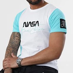 Nouveau ⌛ Tee Shirt Nasa Final Edition 973 Blanc Bleu Pastel - Final Club -Final Club Soldes final club 307067 FINAL 973 20220513T150636 01