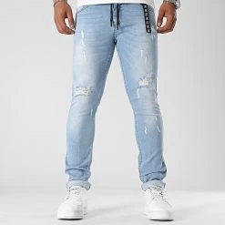 Budget 😉 Jean Slim Fit Avec Destroy 953 Bleu Denim Wash de Final Club ✨ | Jeans Homme Tendance