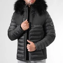 Doudoune Night Shark Avec Fourrure Noire 0012 Noir - Final Club