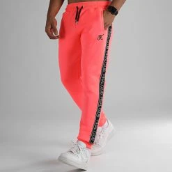Pantalon Jogging A Bandes et Broderie 1000 Rose Fluo - Final Club -Final Club Soldes final club 317671 FINAL 1000 20220721T153012 04