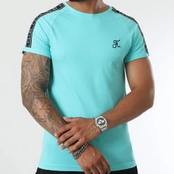Tee Shirt Avec Bandes Et Broderie 1004 Bleu Pastel - Final Club -Final Club Soldes final club 319549 FINAL 1004 20220720T085733 02