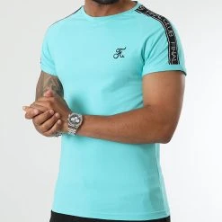 Tee Shirt Avec Bandes Et Broderie 1004 Bleu Pastel - Final Club -Final Club Soldes final club 319549 FINAL 1004 20220720T085734 03