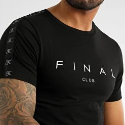 Tee Shirt À Bandes Logo Premium Fit 1005 Noir - Final Club -Final Club Soldes final club 319552 FINAL 1005 20220914T111226 03