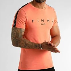 Tee Shirt à Bandes Logo Premium Fit 1007 Orange Pastel - Final Club -Final Club Soldes final club 319555 FINAL 1007 20220914T111322 03