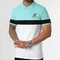 Polo Tricolore Avec Broderie 952 Blanc Noir Bleu Pastel - Final Club -Final Club Soldes final club 320203 FINAL 952 20220517T154343 ie