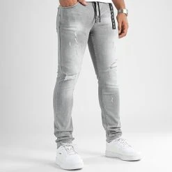 Jean Slim Fit Avec Destroy 954 Denim Gris - Final Club | Grosses Soldes -Final Club Soldes final club 320204 FINAL 954 20220721T152709 01