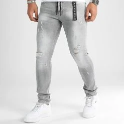 Jean Slim Fit Avec Destroy 954 Denim Gris - Final Club | Grosses Soldes