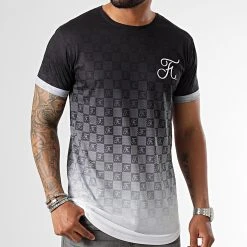 Promo ⌛ Tee Shirt Oversize Dégradé Avec Broderie 980 Damier Noir de Final Club ✨