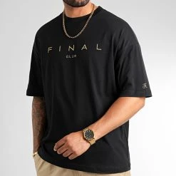 Tee Shirt Oversize Noir Premium Gold Signature 1021 - Final Club