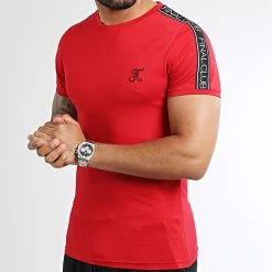 Tee Shirt Final Club avec Bandes et Broderie 1047 Rouge | Grosses Soldes -Final Club Soldes final club 330057 FINAL 1047 20220929T160106 01