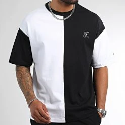 Tee Shirt Oversize Large Avec Broderie Half 1053 Noir Blanc - Final Club -Final Club Soldes final club 330985 FINAL 1053 20220929T160127 03