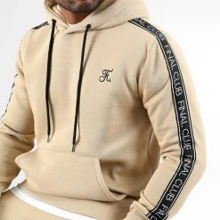 Sweat Capuche Premium A Bandes 1057 Beige de Final Club - Confort et Style
